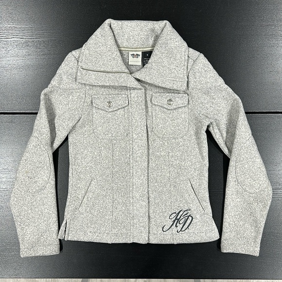 Harley-Davidson Jackets & Blazers - Harley-Davidson Grey Embroidered Zipper Jacket - S
